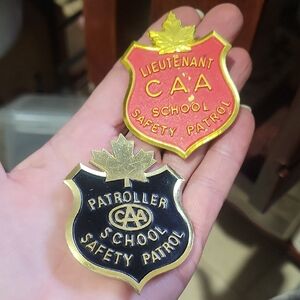 1970s ~Gold & Red School Safety Patrol Badge~ CAA